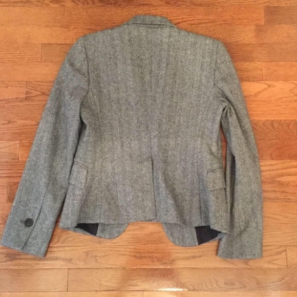 WOMENS VINTAGE 80S FALL  GRAY HERRINGBONE BLAZER BENETTON PREPPY COLLEGE CAREER - Picture 2 of 4